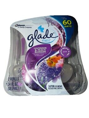 Glade PlugIns Scented Oil (2) Refills Lavender & Peach Blossom RARE HTF